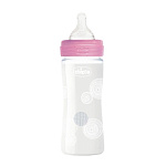 Картинка Бутылочка Chicco Well-Being Glass Girl 240 мл (0м+) (с силиконовой соской) (00028721100000)
