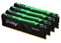 Картинка Оперативная память Kingston FURY Beast RGB 4x8GB DDR4 PC4-24000 KF430C15BBAK4/32