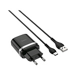 Картинка Сетевое зарядное Hoco C12Q USB Type-C (черный)