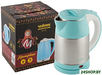 Картинка Электрочайник МАТРЁНА MA-121 (стальной/голубой)