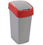 Картинка Мусорное ведро Curver Flip Bin 10 л (серебристый/красный) (02170-547-00/190170)