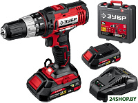 Картинка Ударная дрель-шуруповерт ЗУБР ДШУ-185-22 (2 АКБ, кейс)