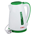 Картинка Электрочайник LEBEN 291-067 (1,7л, белый/зеленый)