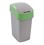 Картинка Мусорное ведро Curver Flip Bin 10 л (серебристый/зеленый) (02170-P80-00, 190172)